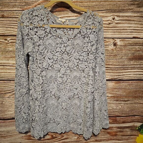 Gold Hawk long sleeve blouse Women's medium gray Pre-owned - Picture 1 of 7